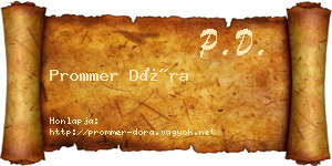 Prommer Dóra névjegykártya